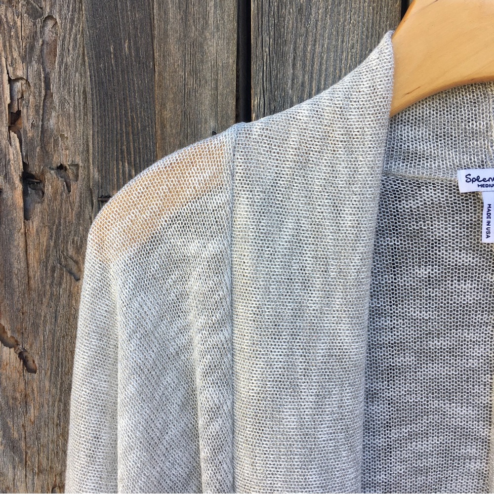 Splendid Open Front Metallic Silver Cardigan M - image 3